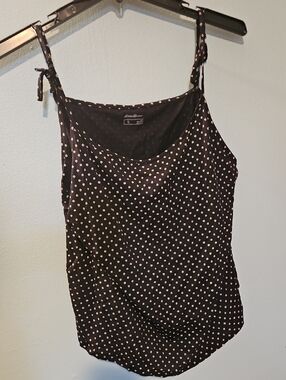 Eddie Bauer Black Cami Tank with White Daisies and Tie Straps